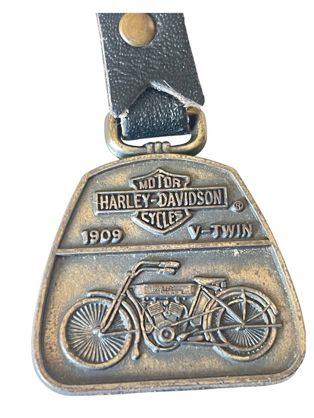 HARLEY DAVIDSON 1909 V-TWIN MOTORCYCLE KEY CHAIN FOB Vtg